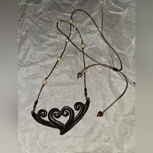 Handmade Coconut Shell‎ And Natural Pearl Necklace Stone Boho Tribal Sustainable